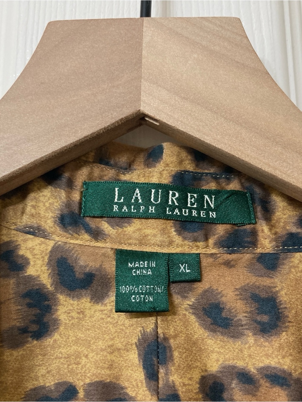 Lauren Ralph Lauren Women's Brown Animal Print Button Down Shirt XL Old Money - Picture 2 of 6